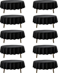 10-Pack Black Round Tablecloths, 84 Inches, Stain-Resistant Polyester for 3-5 Ft Round Tables - Washable Table Covers for Weddings, Banquets, Birthday Parties, Events