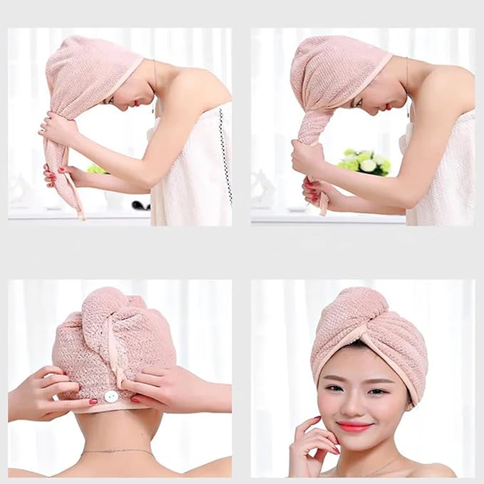 YHPDYL Hair Drying Towel 3 Pack - Ultra Soft Microfiber Turban Twist Hair Wrap for Women - Super Absorbent, Quick Dry Hair Towel Cap for Wet Hair (3 Colors, Yellow Pink & Red)