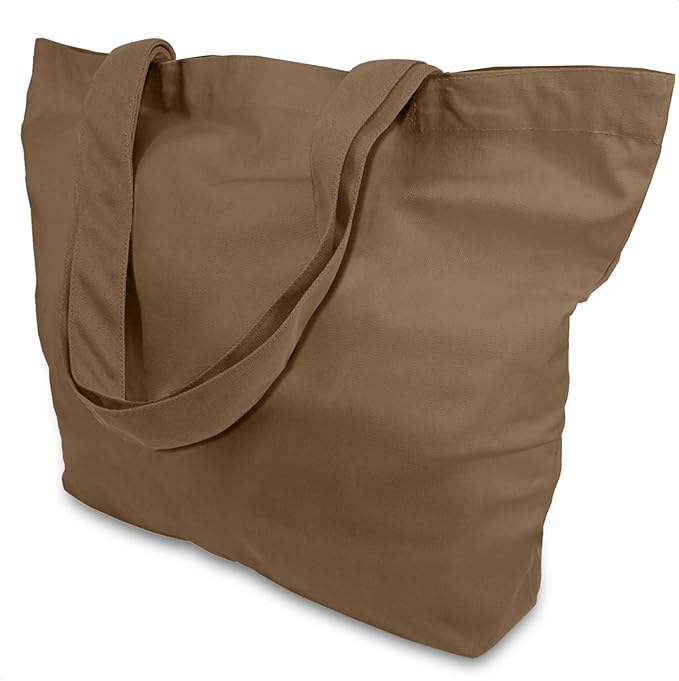 TOPDesign 1-Pack Super Strong Large 12oz Cotton Canvas Tote Bag, Reusable Grocery Shopping Cloth Bag, Fashionable Two-Tone Tote for Crafts, DIY Your Creative Designs