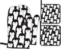 Penguin Cute Oven Mitts and Pot Holders Set of 4, Oven Mittens and Potholders Heat Resistant Gloves for Kitchen Cooking Baking Grilling BBQ