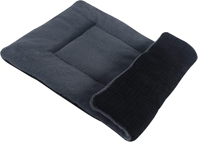 Vetasac Reversible Dog Bed Mat with Plush and Corn Velvet,Soft Warm Pet Cushion, Dual Purpose Washable Sleeping Mattress Bed for Small Medium Large Dog and Cat XB004 (42"x28", Dark Grey)