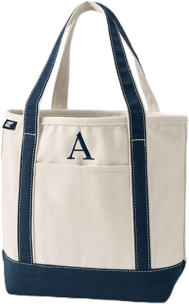 Lands' End Pre-Monogrammed Letter Canvas Tote Bag