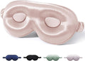 SGMSILK 100% Mulberry Silk Sleep Mask for Unisex, 22 Momme 3D Silk Contoured Eye Mask, Breathable Light Blocking Blindfold with Adjustable Strap, Blackout Eye Cover for Travel, Pink