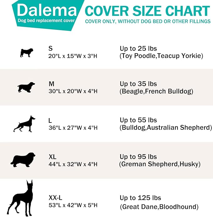 Dalema Dog Bed Cover,Waterproof Tough Plastic DIY Pet Bed Cover,Non Stick Hair Easy to Clean Rectangular Fillable Dog Bed Covers with Zipper(Black,44" L x 32" W x 4" Th,Cover Only)