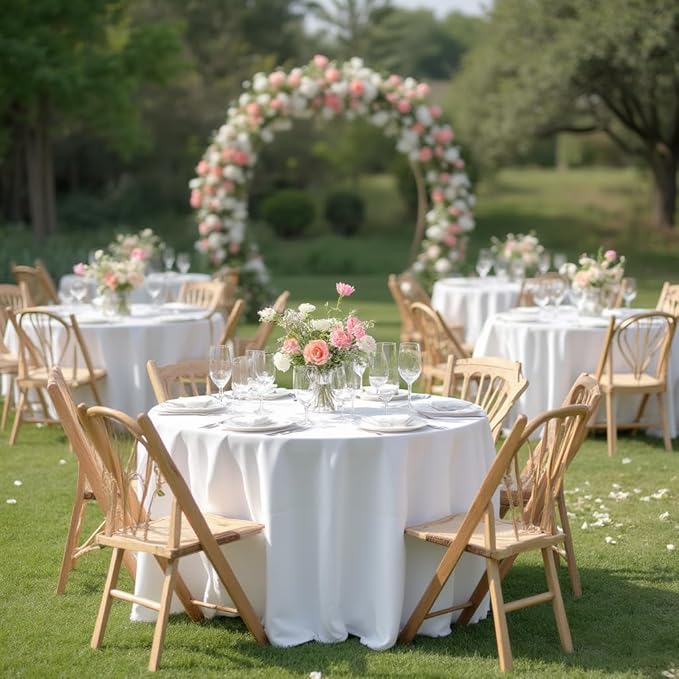 sancua White Round Tablecloth 108 Inch Diameter, 6 Pack - Circle Polyester Fabric Table Cloth for Wedding Party Reception Banquet Birthday, Washable Formal Table Cover (Fit 42-96 Inch Tables)