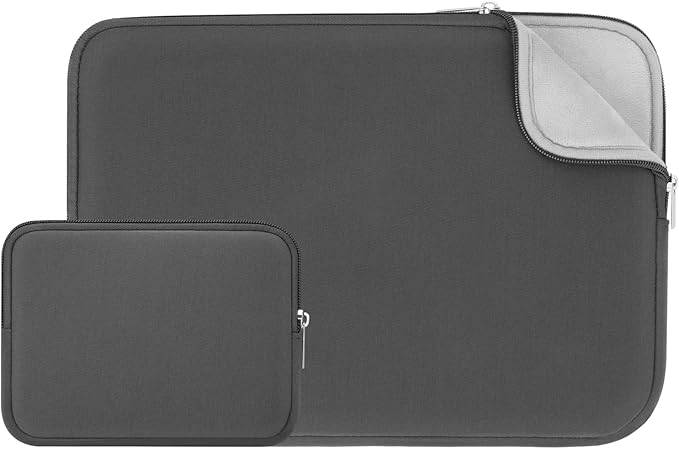 RAINYEAR Laptop Sleeve Case Compatible with 13.3 Inch Notebook Computer Chromebook 14" MacBook Pro/Max M1 M2 M3 M4 M5 Soft Bag Protective Cover with Accessories Pouch (Gray, Upgraded Version)