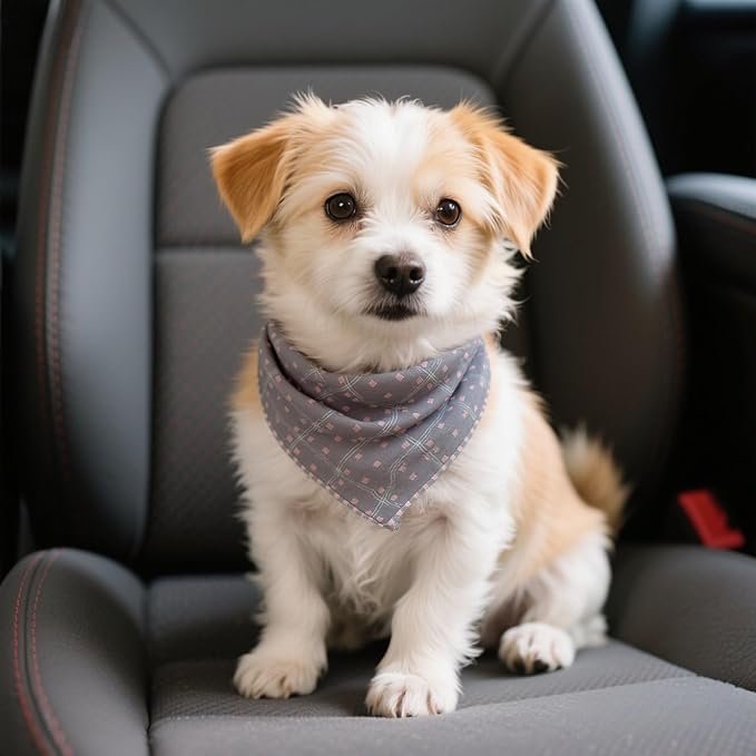 Pemilosci Double Layers Two Tones Dog Cotton Square Bandana Bibs Scarf Kerchief for Small Medium Dogs Boy or Girl - DCB04 P&P