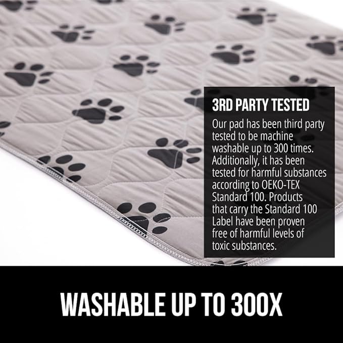 GORILLA GRIP Washable Puppy Pads, 22x22 Pack of 2, Slip Resistant Dog Crate Mat, Waterproof Cloth Pee Pad for Training Puppies in Playpen, Reusable Pet Incontinence Blanket, Protects Sofa, Furniture