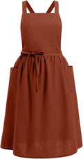 ODIZLI Frill Apron for Women Cotton Cross Back Vintage Ruffle Apron for Garden Cooking Aprons