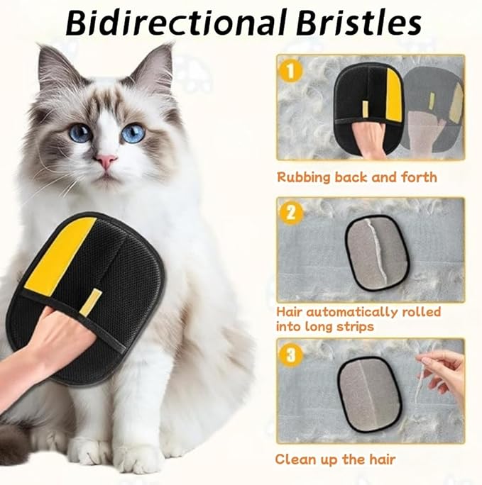 Sibkuy 2026 Thickened Electrostatic Pet Hair Removal Gloves for Dogs & Cats，Reusable & Washable Cat Hair Removal Glove, Pet Hair Remover Tool for Furniture Clothing, Couch, Carpet, Car Seat, Bed