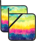 Colorful Oil Paint Pattern Kitchen Everyday Basic Pot Holder Beautiful Aesthetic Heat Resistant Potholder for Cooking Baking Barbecue Set of 2