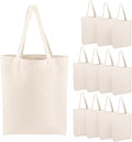 Segarty Small Canvas Tote Bag, 12 Pack 15x16 Blank Canvas Tote for Women, Reusable Bag Aesthetic with Natural Cotton and Shoulder Strap, Bulk for DIY, Grocery Shopping, Beach, Travel，Gift