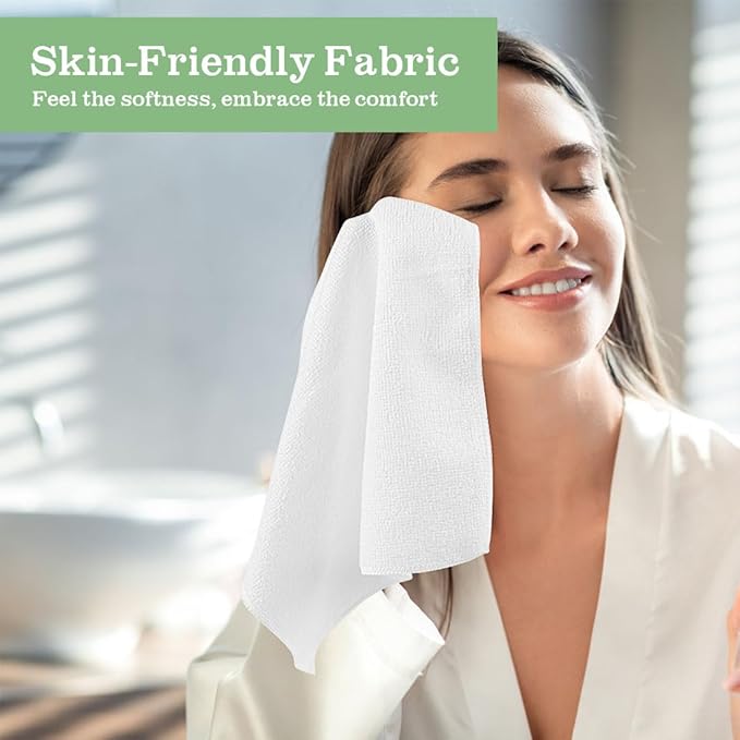 UNIMADE Washcloths - 20 Pack - Face Towels (12" x 12"), Highly Soft Wash Cloths and Hand Towels, Fast Drying Multi-Purpose Microfiber Cleansing Cloths for Bathroom, Hotel, Spa, and Salon - White