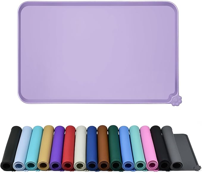 Reopet Waterproof Pet Feeding Mat with High Raised Edges, Heavier and Thicker Placemats for Cat Dog Water Bowl with BPA Free, Dogs Cats Food Mats for Messy Drinkers to Prevent Spill and Protect Floors