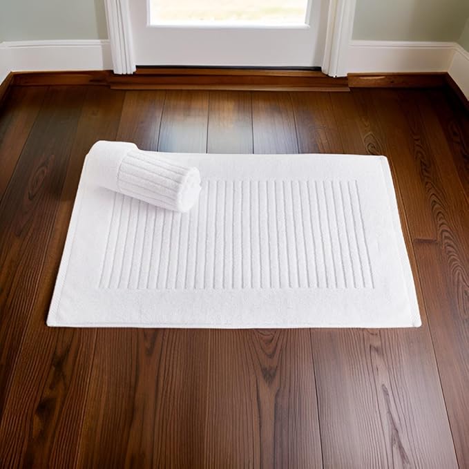 Classic Turkish Towels CTT - 2 Piece Bathroom Rugs Set, 100% Cotton Bath Mats, Comfy & Highly Absorbent Bathroom Floor Mats, Machine Washable | 20"x32" (White)