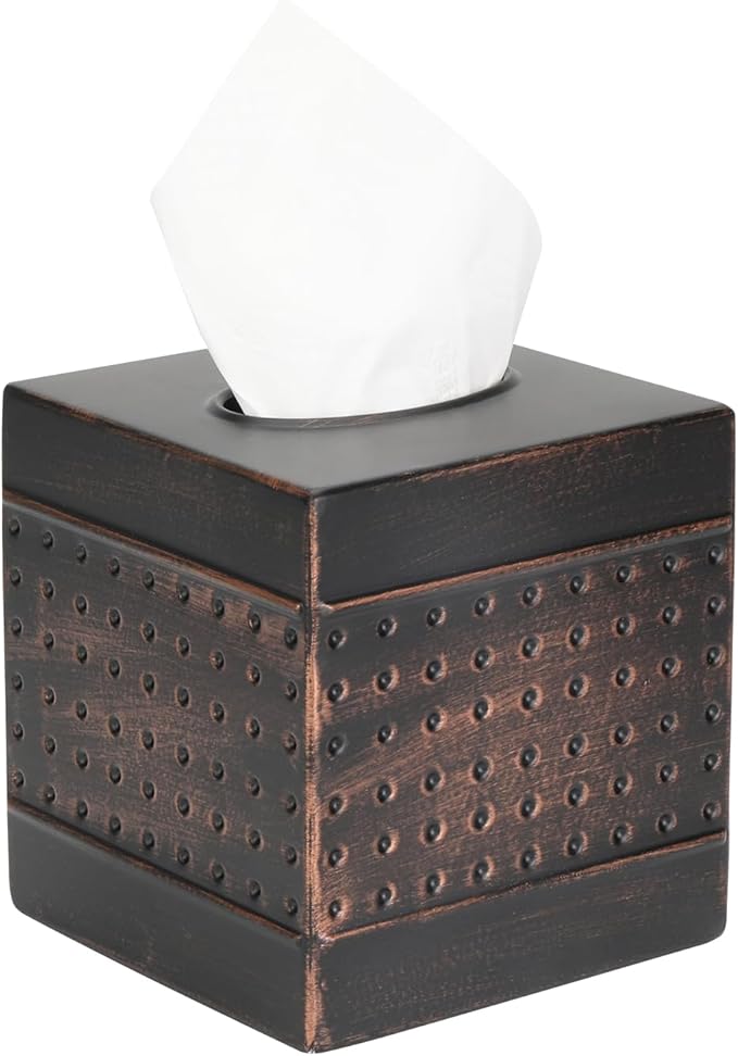 DSNMYO Industrial Style Tissue Box Cover, Tissue Holder, Square Box Covers,for bedrooms, Offices, bathrooms, Living Rooms etc.(Bronze)