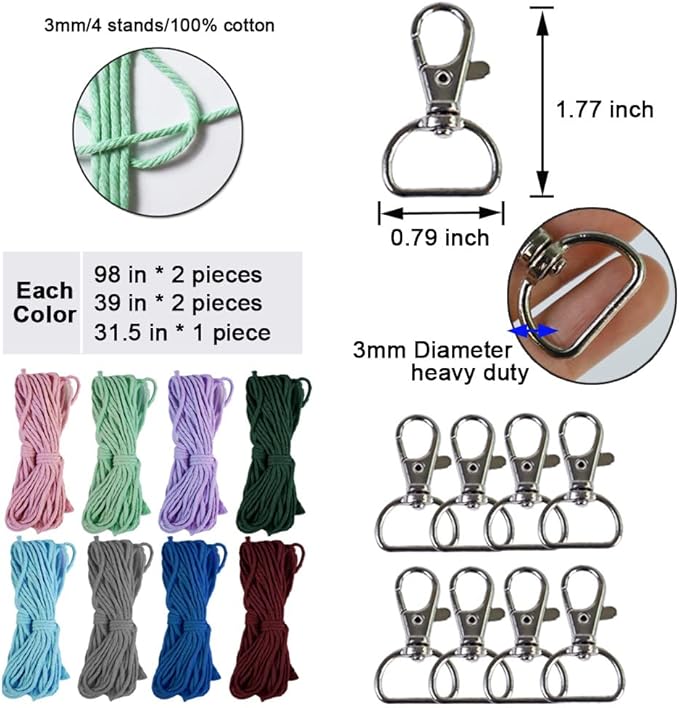 Adult DIY Craft Keychain Making Kit Boho Macrame Keychain Kit Includes Key Rings Precut Macrame Cord Instructions to Make Cute Keychains and Lanyards Kids Crafts Projects Kits Macrame Beginners