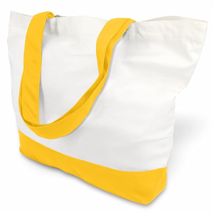 TOPDesign 3-Pack Super Strong Large 12oz Cotton Canvas Tote Bags, Reusable Grocery Shopping Cloth Bags, Fashionable Two-Tone Totes for Crafts, DIY Your Creative Designs