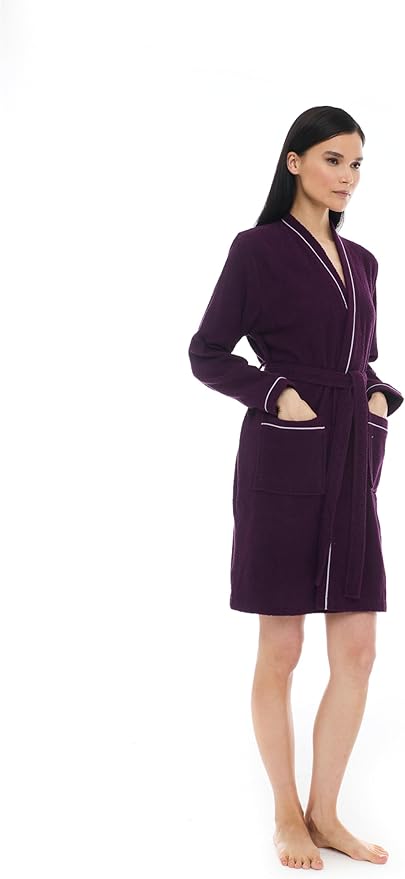 Seritaine Short Robes for Women, 100% Turkish Cotton Womens Robe, Luxury, Terry Cloth Long Spa Bathrobe