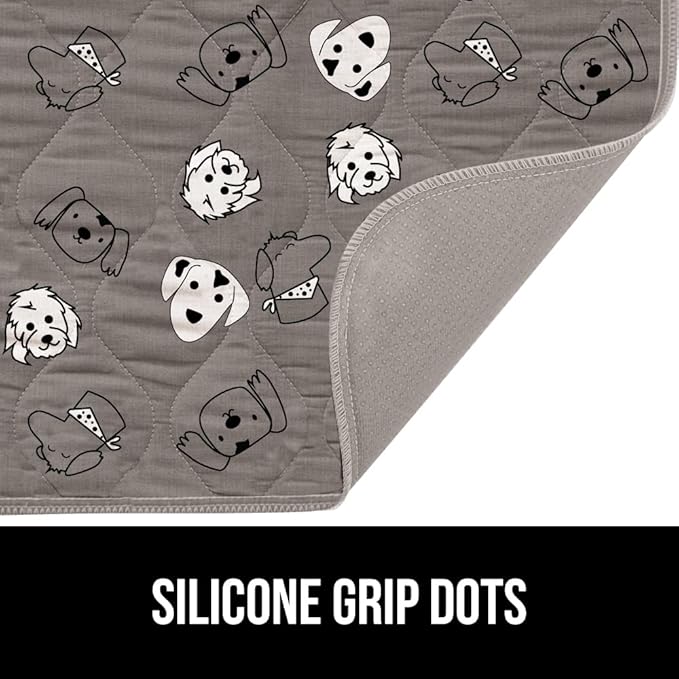 GORILLA GRIP Washable Puppy Pads, 18x12, Slip Resistant Dog Crate Mat, Waterproof Cloth Pee Pad for Training Puppies in Playpen, Reusable Pet Incontinence Blanket, Protects Sofa, Dog Faces