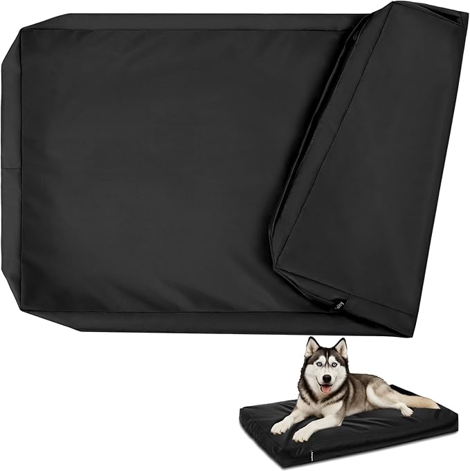 Waterproof Dog Bed Cover Replacement Washable, Easy to Clean, Pet Hair Resistant, Heavy Duty Oxford, Zipper Closure, Indoor/Outdoor Use, Fits 44 Inch Dog Crate - Extra Large XL - 44"x 32"x 3" - Black
