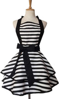 Hyzrz Lovely Handmade Cotton Retro Aprons for Women Girls Cake Kitchen Cook Apron for Mother's Gift (Black)