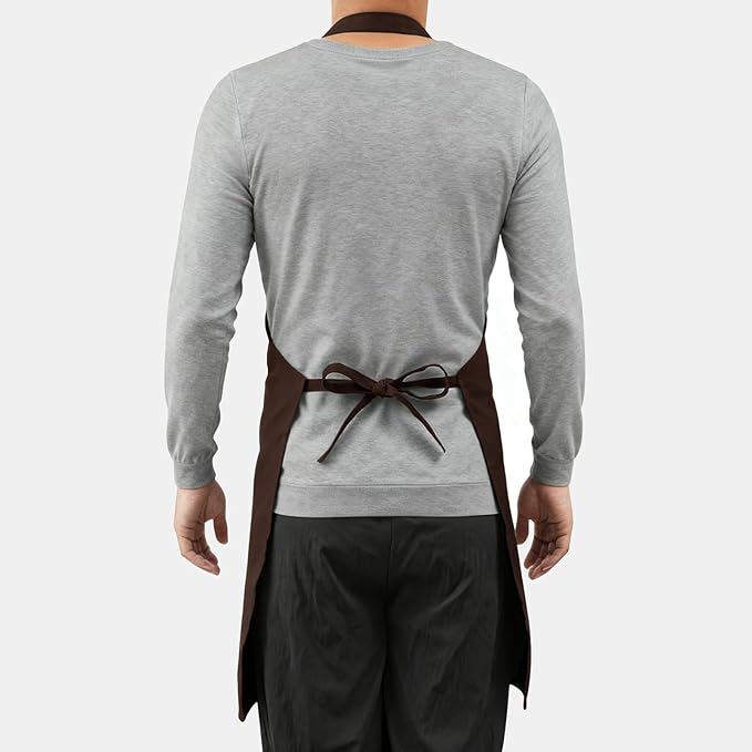 Vinchef New Soft Canvas Apron, Adjustable Neck Strap, Large Pocket, Unisex Kitchen Apron, Cooking Aprons for Women and Men
