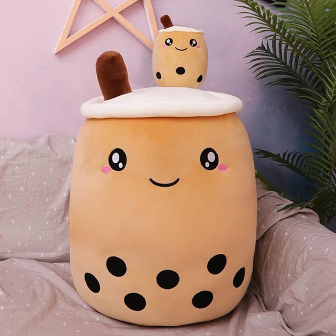 VSFNDB Cute Boba Tea Plush Stuffed Animal Toy 14 Inch Bubble Tea Kawaii Plushies Cartoon Soft Milk Tea Cup Cuddly Pillow Home Hugging Birthday for Children Kids Boys Girl Room Decor Bedtime, 14Inches