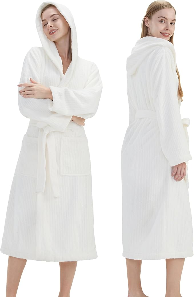 PJGGZ Hooded Bathrobes for Women, Soft Long Towel Robes for Women - Quick Dry yet Warm