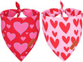 PTDECOR Valentine Dog Bandana, Reversible Valentine Pet Scarf, Multi Size, Red Heart Bandanas for Medium Large Dogs (Large)