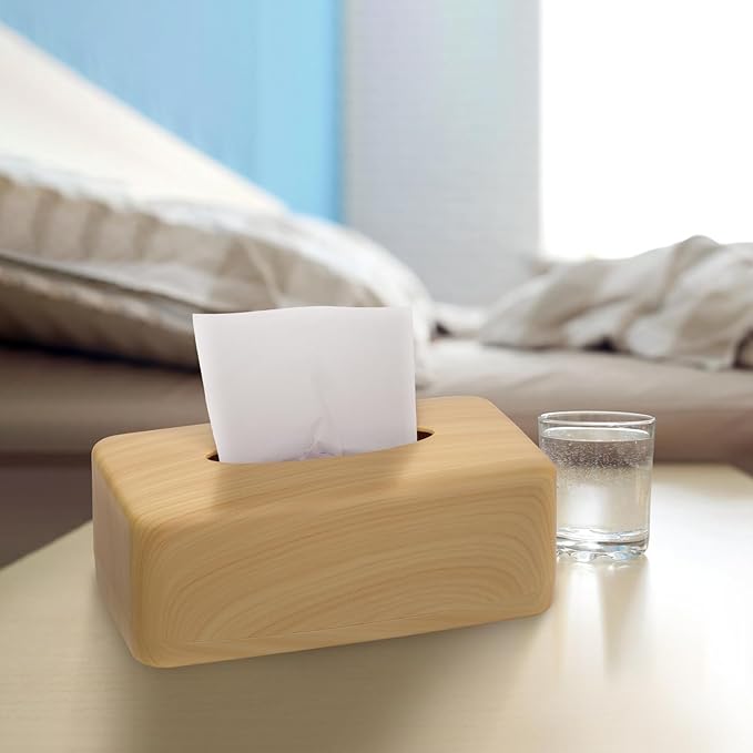 MOCHTERO Modern Tissue Box Cover,Rectangular Wood Grain Finish Tissue Holders,for Bathrooms,Bedroom, Dinner Table,Living Room,Office