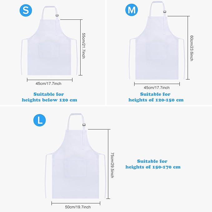 SINLAND Kids Apron with Pocket 2 Pack Children Chef Apron for Cooking Baking Painting