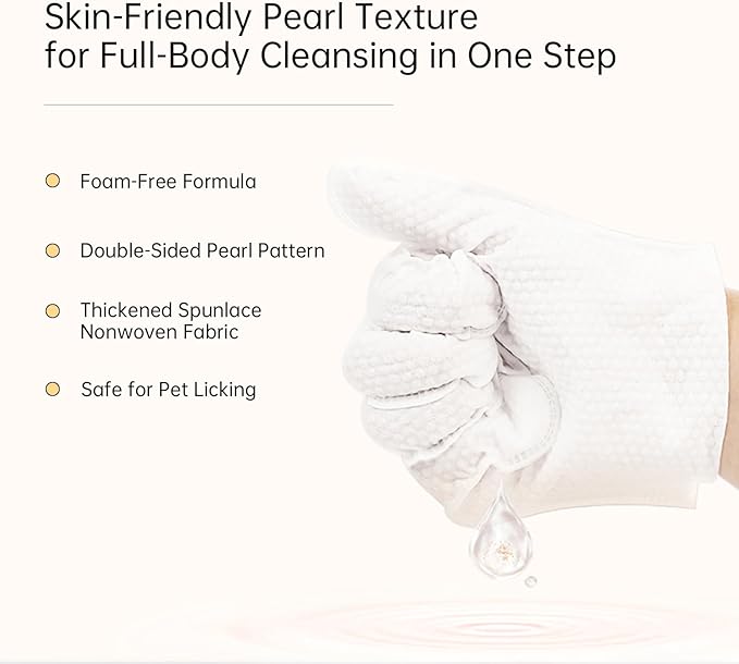 FURVELLO Nourishing Pet Glove Wipes for Dogs & Cats, 4-in-1 Grooming Wipes (Cleaning, Combing, Massaging, Caring), 7 Plant Extracts, Hypoallergenic & Lick-Safe, 12PCS (Dog Wipes for Sensitive Skin)