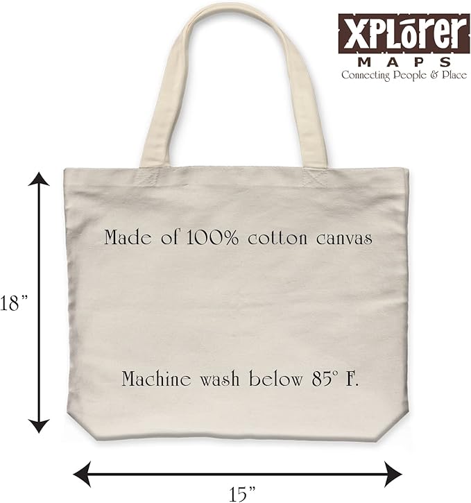 Xplorer Maps Canvas Tote Bag with Handles, Cloth Grocery Shopping Bag, Reusable & Eco-friendly Bag, 100% Cotton, Washable