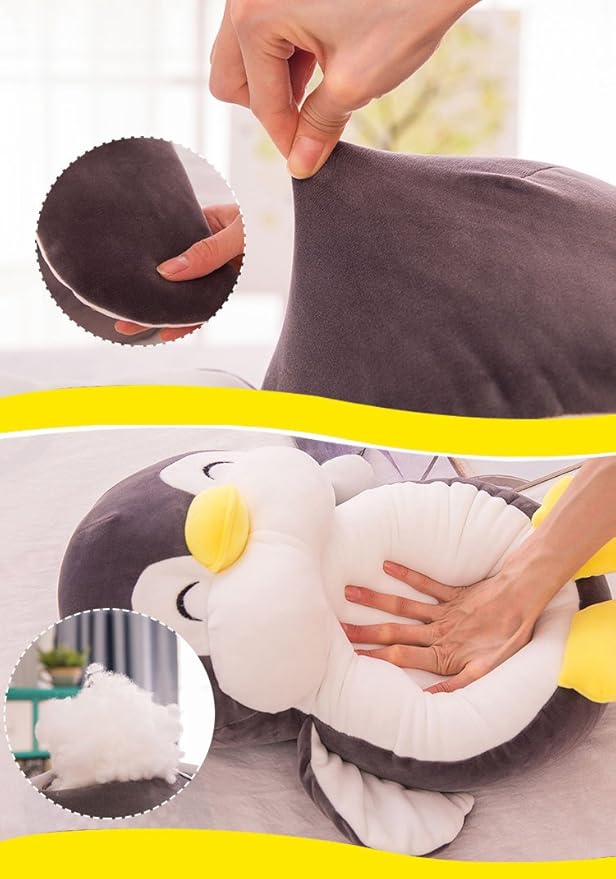 VSFNDB Stuffed Penguin Animal Plush Toy 12 Inch Gray Animal Stuffed Plushies Super Soft Cute Cuddly Pillow Cushion Stuff Dolls Birthday Gifts for Children Kids Boys Girls Room Decor Bedtime, 12Inches