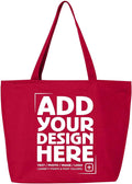 shop4ever Personalized Custom Design Your Own Heavy Canvas Tote with Zipper Reusable Shopping Bag Customizable Gift