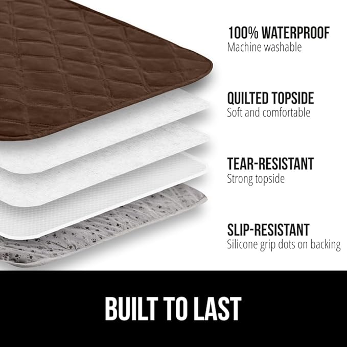 GORILLA GRIP Waterproof Bed Cover for Dogs, 82x68, Gripped Slip Resistant Backing, Leak Proof Washable Dog Blanket Covers Sofa, Couch, Sectional, Crate, Car, RV Seats, Pet Puppy Essentials, Brown