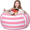 WEKAPO Stuffed Animal Storage Bean Bag Chair Cover for Kids | Stuffable Zipper Beanbag for Organizing Children Plush Toys Large Premium Cotton Canvas (Pink, X-Large)