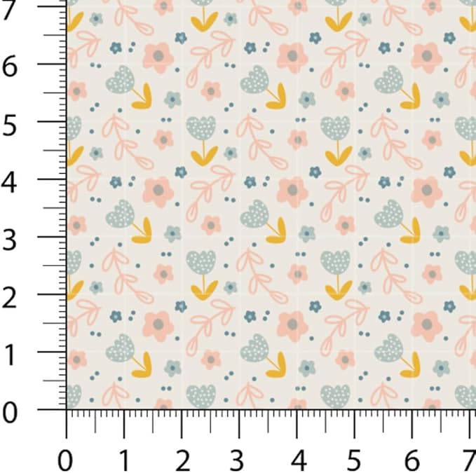 Patchwork Fabric Panel 100x155 cm, 100% Cotton Satin, 6 Coordinated Pastel Floral & Dot Patterns, Soft Peach Green Quilting & Sewing Fabric (Soft Pastels, 6pcs 50x50cm)