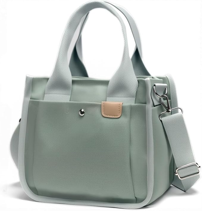 Small Canvas Tote Bag with Zipper, Canvas Multi-Pocket Crossbody Bag Purse Top Handle Satchel Handbags