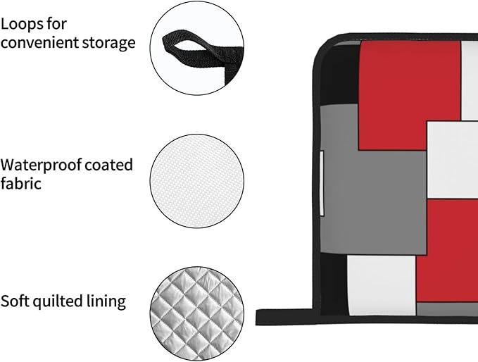 Red White Black Grey Geometry Oven Mitts and Pot Holders 4 Pcs Set Geometric Oven Gloves and Potholders for Cooking Microwave BBQ Baking Grilling