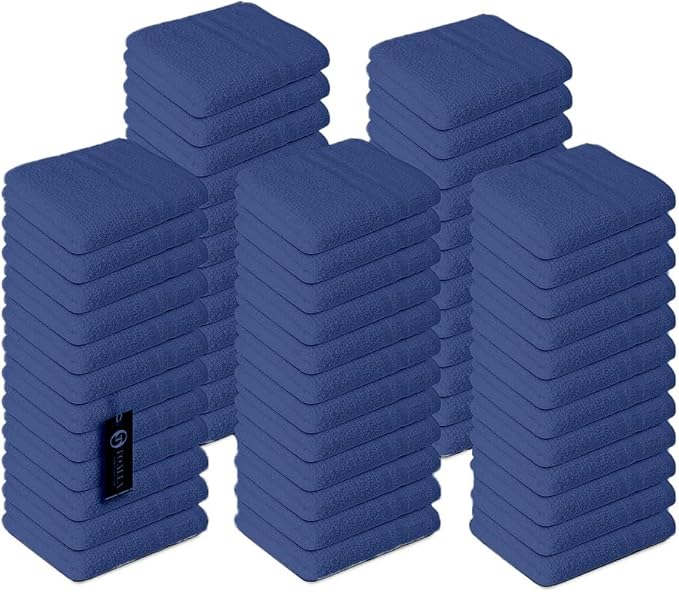 TOALLA 100% Cotton Washcloth 60 Pack|700 GSM|Soft Washcloth For Face|Wash cloths Bulk Pack|Wash cloth For Body And Face|Highly Absorbent|Fingertip Towel|Washcloths For Bathroom|12 x 12 Inche|ROYALBLUE