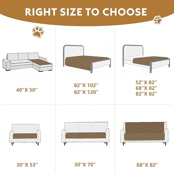 FunFurry Waterproof Dog Blanket, Couch Cover for Dogs Washable, Reversible Dog Bed Cover, Couch Furniture Protector. (Dark＆Light Brown, 30 X 53 Inch - 1 Pack)