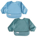 Tiny Twinkle Long Sleeve Bib for Babies & Toddlers | 2-Pack Waterproof Smock Bib for Eating | Machine Washable & Mess-Proof Feeding Essentials | Newborn Shower Gift (Slate Olive,6–24M)