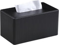 MEIBOOCH Extra Large Tissue Box Cover for Standard Size 180 to 230 Count Box of Tissues, PU Leather Rectangle Tissue Holder with Magnetic Closure (Black)