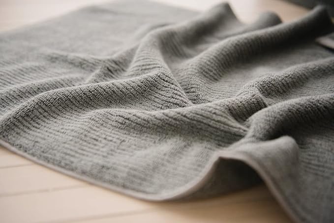 Cozy Earth Ribbed Washcloth Set - 60% Cotton 40% Viscose from Bamboo Bathroom Washcloths - Soft & Absorbent Textured Ribbed Pattern - 4 Pack Charcoal