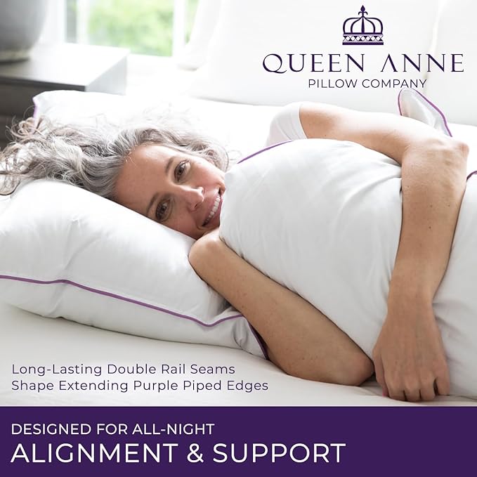 Queen Anne Hotel Collection Pillows – Luxury Down Alternative Bed Pillows (2-Pack, King Soft) – Ultimate Comfort, Hypoallergenic, Made in The USA