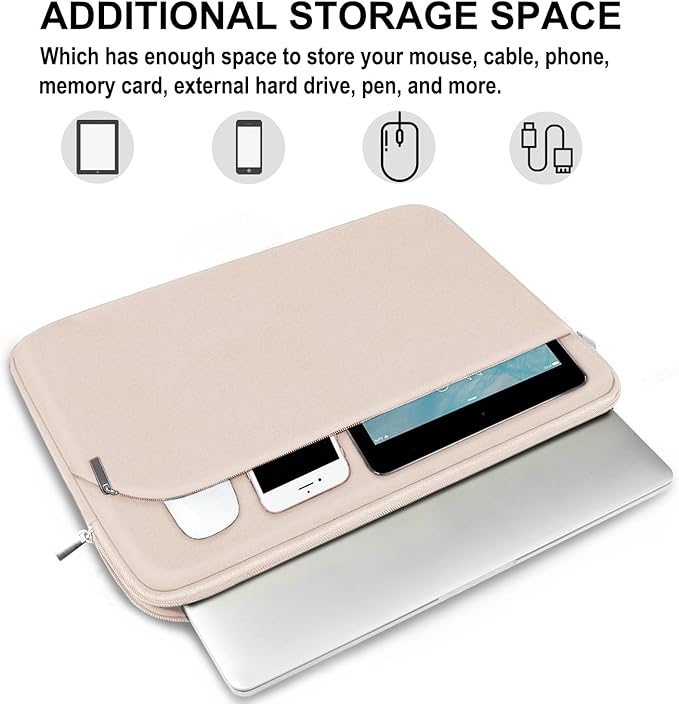 Laptop Case 13.3 inch, Portable Monitor Protective Laptop Sleeve with Front Pocket Computer Bag Compatible with MacBook Air Pro 13.3 inch 14 inch, Dell, HP, Light Pink
