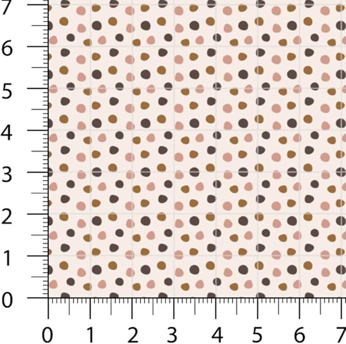 Patchwork Fabric Panel 100x155 cm, 100% Cotton Satin, 6 Coordinated Heart & Dot Patterns, Soft Blush Neutral Quilting & Sewing Fabric (Coffee Hearts, 6pcs 50x50cm)