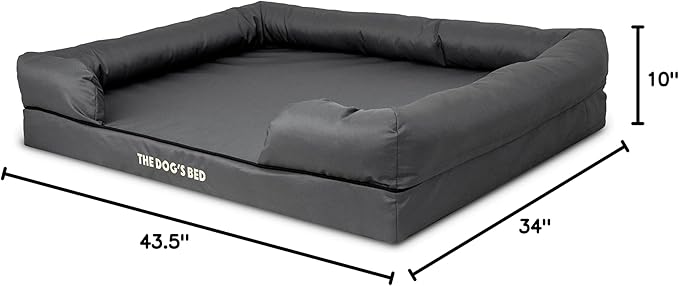 The Dog’s Bed XL Grey, Memory Foam, Pain Relief: Arthritis, Hip & Elbow Dysplasia, Post Surgery, Lameness, Supportive, Calming, Waterproof Washable Cover, Veterinary Approved